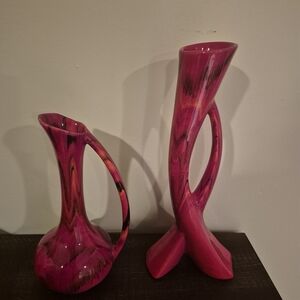 Elegant Pink Ceramic Vase Set